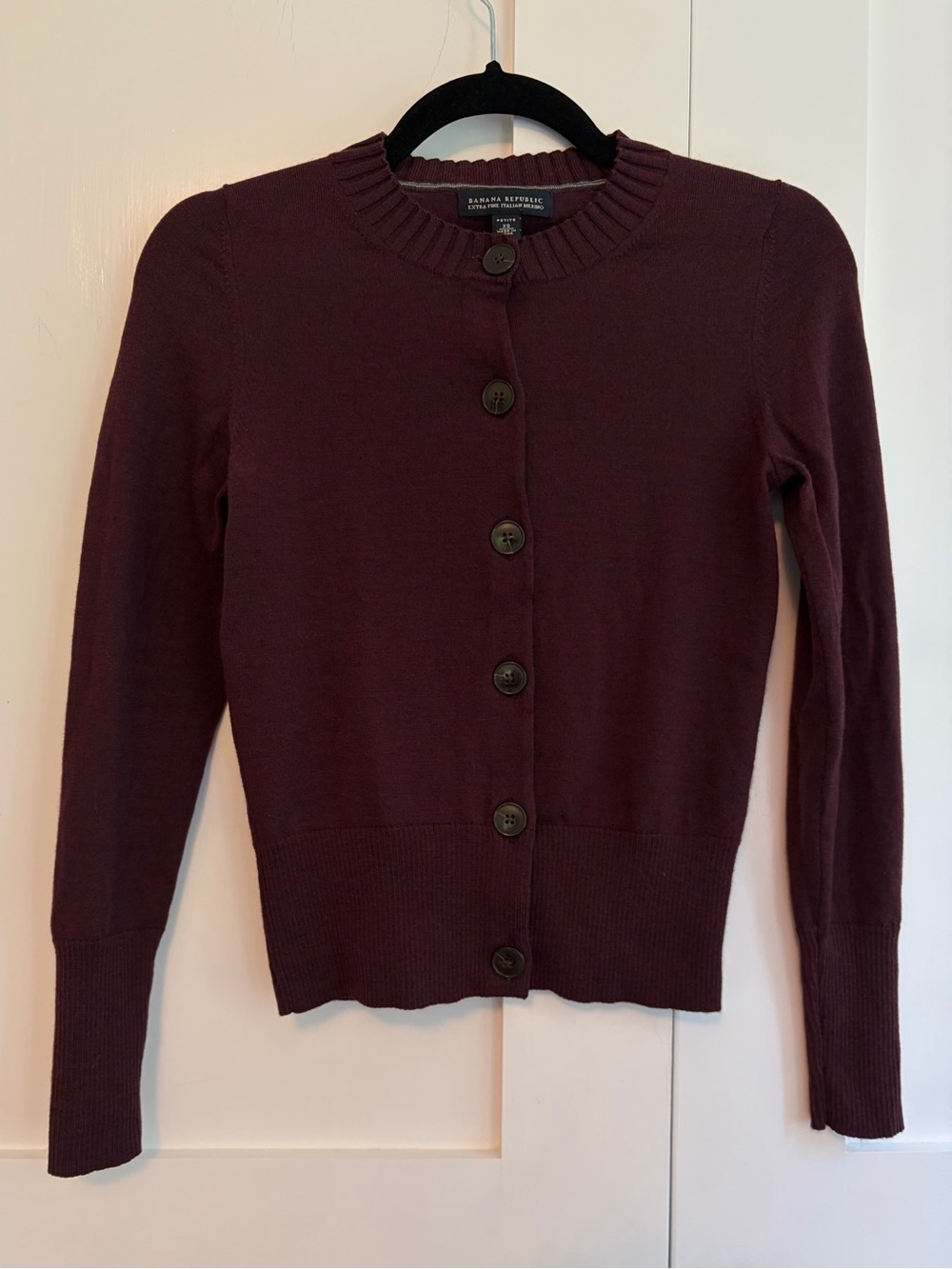 Banana Republic Women’s Merino Wool Cardigan Burgundy Size PXS